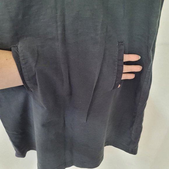 J Crew Dress Women XS Sleeveless V-Neck Kangaroo Pocket Cotton Shift Dress Black - Picture 2 of 11